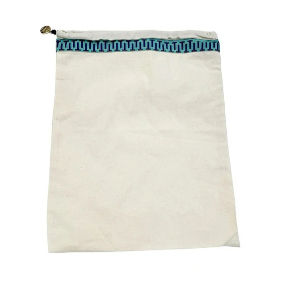 NEW Tory Burch Canvas Shoe or Bag Dust Bag with Drawstring Logo Charm Beige - Picture 1 of 6